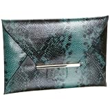 BCBGMAXAZRIA Shiny Python-Embossed Envelope Cl