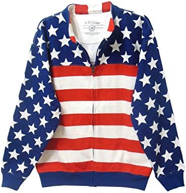 Size Small American Flag Zip Up Sweatshirt Jacket for Men or Women