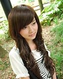 2011 stunning long DARK BROWN ladies wave curly Wig jf010039