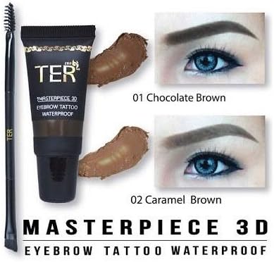 TER Masterpiece 3D Eyebrow Tattoo Waterproof, 3D Gel Eyebrow Liner #01 Chocolate Brown