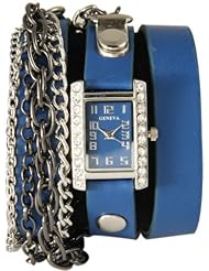 Square Triple Chain Wrap Watch-Navy