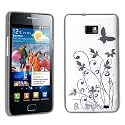 Qualit&auml;t Wei&szlig; Tasche Und Silber Schmetterling Blumen Muster Harte R&uuml;ckseite Hybride Schutzh&uuml;lle F&uuml;r Samsung Galaxy S2 I9100
