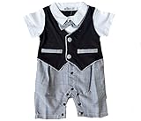 Honey baby ベビー服 男の子 スーツ 子供服 ロンパーススーツ ベビー服 ロンパース 新生児 紳士風 蝶ネクタ出産祝い 結婚式 お宮参り 七五三 記念日 (90cm, ブラック)