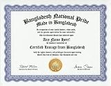Bangladesh Bangladeshi National Pride Certification: Custom Gag Nationality Family History Genealogy Certificate (Funny Customized Joke Gift - Novelty Item)