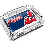 Image Cleveland Indians Glass Ashtray - Dimensions 3 Inch x 4 Inch - Simulated Black Velvet Botton