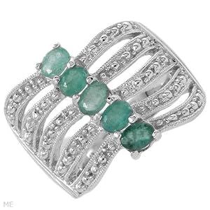 Buy Attractive Brand New Ring With 1.10ctw Genuine Emeralds Beautifully Crafted in 925 Sterling silver.... by Buyz.com