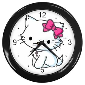 Black Wall Clock of Art Deco Hello Kitty (Accessories, Cute, Hallo, Friends, Gift, Toy, Sanrio, Japanese)