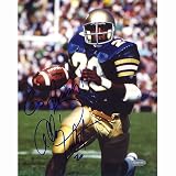 NCAA Allen Pinkett ND Blue Jersey Run Autographed 8-by-10-Inch Photograph with "Go Irish" Inscription