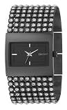 DKNY Ladies Black Ip Stone Set Bracelet Watch With Black Dial