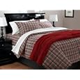 Pinzon 160-Gram Yarn-Dyed Flannel Full/Queen Duvet Cover, Red Plaid