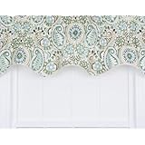Ellis Curtain Paisley Prism Jacobean Floral Print Lined Duchess Filler Valance, 50 by 15-Inch, Latte