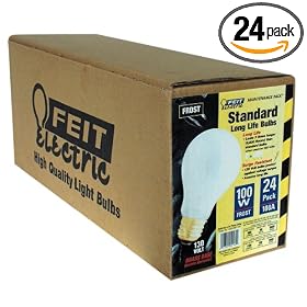 Feit Electric 100A MP-130 100-Watt A19 Household Bulb, Frosted, 24 Pack by Feit Electric