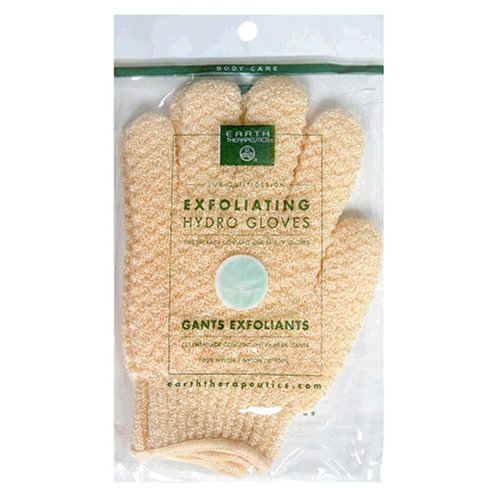 Earth Therapeutics Hydro Exfoliating Gloves, Natural, 1 pair (Pack of 4)