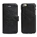 Madewithlove® Smart Wallet Case Flip Cover for iPhone 6 4.7 Inch - Combo with Built-in Stand - Pu Leather Case + Super Fiber Exterior Cover - Double-layer Protective Style Case with Business Card Solt and Cash Compartment for Apple iPhone 6 4.7 Inch - Black