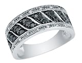 Black and White Diamond Ring 2/5 Carat (ctw) in 14K White Gold