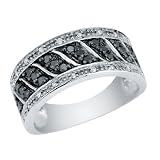 White and Black Diamond Ring 2/5 Carat (ctw) in 14K White Gold