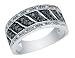 Black and White Diamond Ring 2/5 Carat (ctw) in 14K White Gold