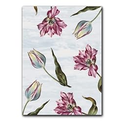 Blue Clouds with pink/blue tulip collage - 5" x 7" Vellum Overlay Greeting Card