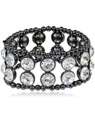 Nine West "Crystal Ball" Hematite-Tone Crystal Stretch Bracelet,8"