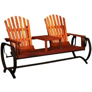 Teak Wood Double Adirondack Glider by