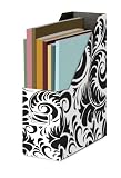 Snap-N-Store Magazine File Box, 14 x 13 x 1 Inches, Black and White Scroll Pattern (SNS01837)