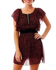 Chiffon/Cotton Leopard Print Flutter  Dress