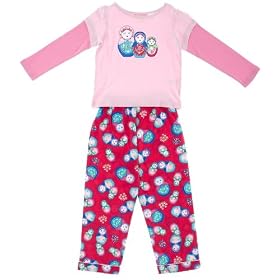 Mini ZZZ Babushka Doll Knit Top/ Flannel Pant Pyjamas (Pink, 18 - 24 Months)