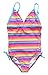 Attraco Big Girls Rainbow Stripe Splice One Piece Swimsuit Swimwear