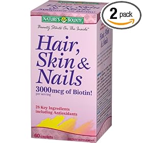 Nature's Bounty Hair, Skin and Nails Formula, 60 Coated Caplets, (Pack of 2)