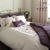 Victoriana Cream Mauve Embroidered King Size Duvet Quilt Cover Catherine Lansfield
