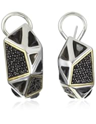 Kara Ross "Pyramid" Black Mother-Of-Pearl and Black Sapphires Huggie Earrings