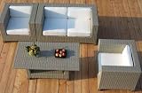 DUBAI: 2 Sessel, 2-Sitzer-Bank + Tisch, Rattan-Look, Luxus pur!