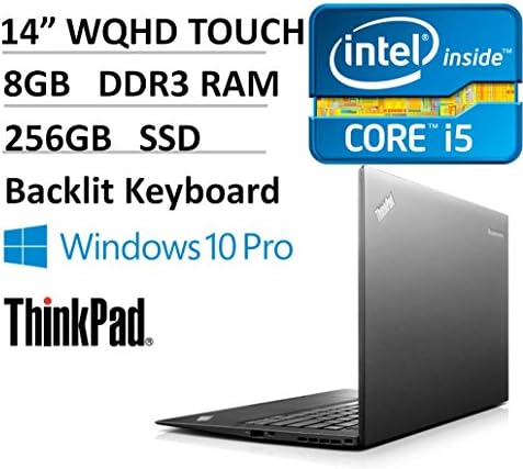 Lenovo ThinkPad X1 Carbon 14" WQHD Premium Touchscreen Laptop PC - Intel Dual-Core i5-4300U up to 2.9GHz, 8GB DDR3, 256GB SSD, Wireless AC, Backlit Keyboard, Windows 10 Pro (Certified Refurbished)