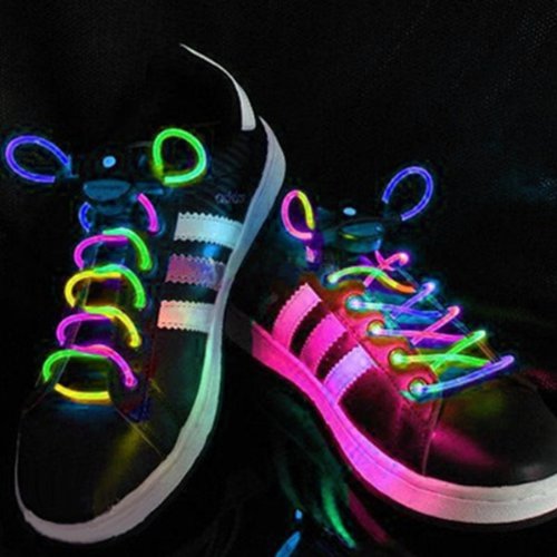 AGPtEK Multi-Color LED Light Up Waterproof Shoelaces, 3 Modes (On, Strobe & Flashing) 2 Feet Long, Battery Powered, One Pair