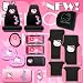 15pc Hello Kitty Car Floor Mats Seat Covers Steering Wheel Covers Windshield and Side Window Sunshades Back Cushion Cd Organizer Key Chain and License Plate Frame Accessories Ultimate Set