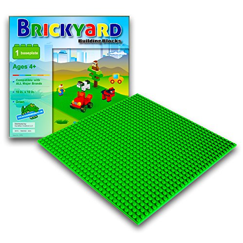 [Improved Design] 100% Compatible Brick Building Baseplate by Brickyard, Large Green 10