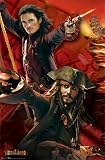 Pirates of the Caribbean 3 (Jack Sparrow  Will Turner) Black Wood-Mounted Movie Poster Print - 24 X 36