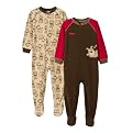 Toddler Boys' Just One Year Fleece Puppy Blanket Sleeper - Brown/Red