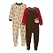 Toddler Boys' Just One Year Fleece Puppy Blanket Sleeper - Brown/Red