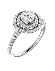 14K White Gold Round Cut Diamond Double-Halo Ring -- LIFETIME WARRANTY