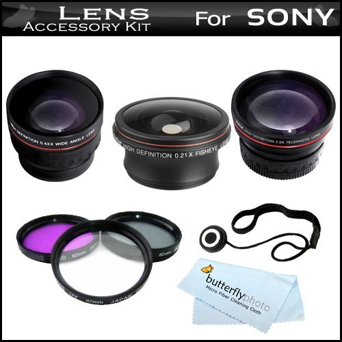 37mm Lens Kit Bundle For Sony HDR-CX130 HDR-CX160 HDR-CX360V HDR-CX560V HDR-CX700V HDR-XR160 Handycam Camcorder Includes .21x Fisheye Lens + 3PC Filter Kit + Wide Angle Lens + 2X Telephoto Lens + More