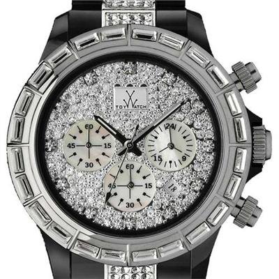 ToyWatch Kris Chronograph Watch KS07W Spider Stones Pave Dial, Black Plastic & Steel, White Glass Stones Crystals ToyWatch Kris Chronograph Watch KS07W Spider Stones Pave Dial, Black Plastic & Steel, White Glass Stones Crystals