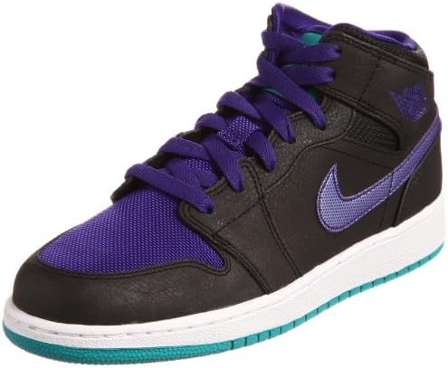Nike Air Jordan 1 Mid (GS) Boys Basketball Shoes 554725-015 Black 6 M US