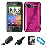 Pink Metallic Cosmo Wave Design Protective Snap-On Case Cover for HTC Droid ....