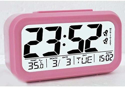 Gurgle Smart Light Activated LED Digital Alarm Clock Clear Display Clock Featuring Date,Week, Month, Temperature Display, Snooze Function, Sensor Light and Night Light(Pink)