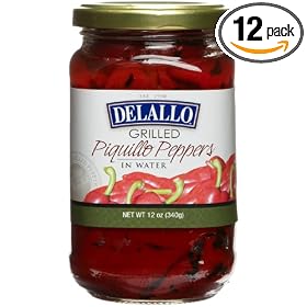 DeLallo Grilled Piquillo Peppers, 12-Ounce Jars (Pack of 12)