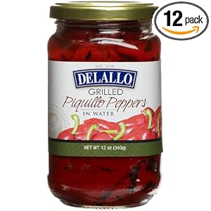 DeLallo Grilled Piquillo Peppers, 12-Ounce Jars (Pack of 12) by DeLallo