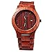 BEWELL W086B Mens Wooden Watch Analog Quartz Lightweight Handmade Wood Wrist Watch (Red Sandalwood)