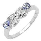 51tMGnz8 PL. SL160  0.30 Carat Genuine Tanzanite & Diamond Sterling Silver Ring