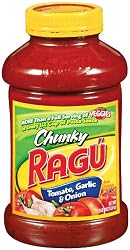 Ragu Chunky Pasta Sauce,  Tomato Garlic & Onion, 45 Ounce Bottles (Pack of 4)